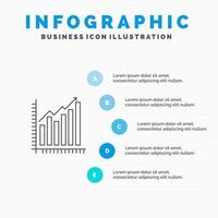 gráfico análisis negocio diagrama marketing estadísticas tendencias línea icono con 5 pasos presentación infografía fondo vector