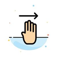 Finger Four Gesture Right Abstract Flat Color Icon Template vector