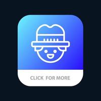 Farmer Gardener Man Mobile App Button Android and IOS Line Version vector