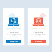 Laptop World Globe Technical  Blue and Red Download and Buy Now web Widget Card Template vector