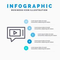 Chat Live Video Service Line icon with 5 steps presentation infographics Background vector