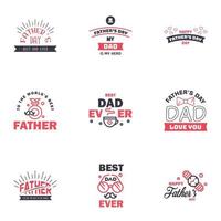 9 colección de diseño del día del padre feliz en negro y rosa un conjunto de doce diseños del día del padre de estilo vintage de color marrón sobre elementos de diseño vectorial editables de fondo claro vector