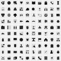 Set of 100 Universal Solid Icons vector