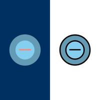 No Add Less  Icons Flat and Line Filled Icon Set Vector Blue Background