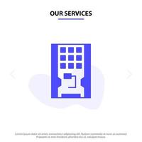 Our Services Disk Drive Hardware Solid Ssd Solid Glyph Icon Web card Template vector