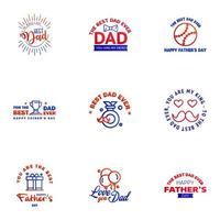 Happy fathers day 9 Blue and red vintage retro type font Illustrator eps10 Editable Vector Design Elements