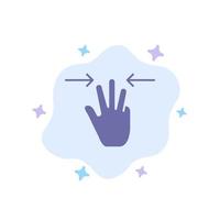 gestos mano móvil tres dedos icono azul sobre fondo de nube abstracta vector