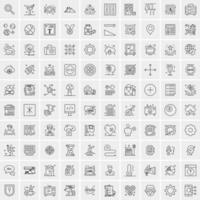 conjunto de 100 iconos de línea de negocios creativos vector