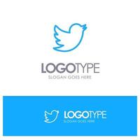 logotipo de contorno azul de twitter social de red con lugar para eslogan vector