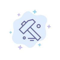 Construction Hammer Tool Blue Icon on Abstract Cloud Background vector