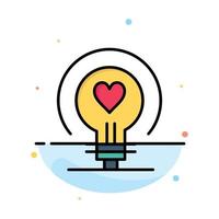 Bulb Love Heart Wedding Abstract Flat Color Icon Template vector
