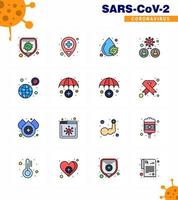 16 Flat Color Filled Line Coronavirus Covid19 Icon pack such as bacteria virus blood virus transmission man viral coronavirus 2019nov disease Vector Design Elements