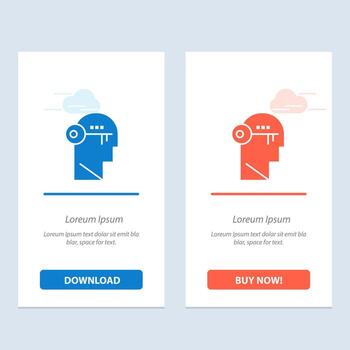 Brain Key Lock Mind Unlock  Blue and Red Download and Buy Now web Widget Card Template vector