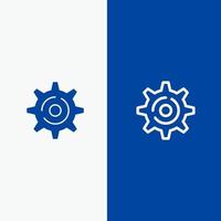 línea de configuración de equipo de Internet y glifo icono sólido banner azul línea y glifo icono sólido banner azul vector