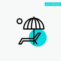 Beach Umbrella Bench Enjoy Summer turquoise highlight circle point Vector icon