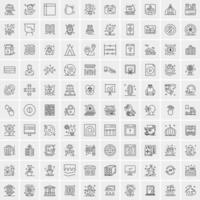 conjunto de 100 iconos de línea de negocios creativos vector