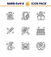 Coronavirus Awareness icon 9 Line icons icon included search thermometer skull temperature washing viral coronavirus 2019nov disease Vector Design Elements