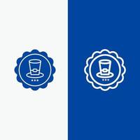 Glass Drink Sign Usa Line and Glyph Solid icon Blue banner Line and Glyph Solid icon Blue banner vector