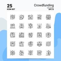 25 Crowdfunding Icon Set 100 Editable EPS 10 Files Business Logo Concept Ideas Line icon design vector
