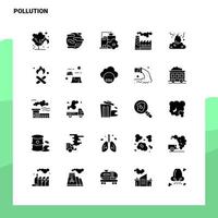 25 conjunto de iconos de contaminación plantilla de ilustración de vector de icono de glifo sólido para ideas web y móviles para empresa comercial