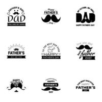 Happy fathers day greeting cards set 9 Black Vector typography lettering Usable for banners print You are the best dad text design Editable Vector Design Elements