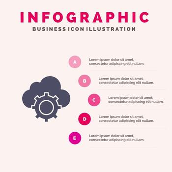 Cloud CloudComputing CloudSettings Solid Icon Infographics 5 Steps Presentation Background vector