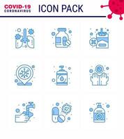 Coronavirus Precaution Tips icon for healthcare guidelines presentation 9 Blue icon pack such as disease infection place forbidden covid location viral coronavirus 2019nov disease Vector Design E