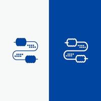 Cable Wire Joint Capacitors Line and Glyph Solid icon Blue banner Line and Glyph Solid icon Blue banner vector