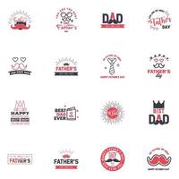 Happy fathers day greeting cards set 16 Black and Pink Vector typography lettering Usable for banners print You are the best dad text design Editable Vector Design Elements