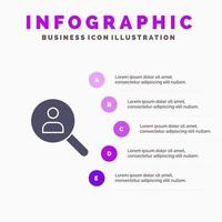 Browse Find Networking People Search Solid Icon Infographics 5 Steps Presentation Background vector