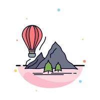 explore travel mountains camping balloons Flat Color Icon Vector