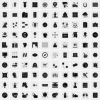 Set of 100 Universal Solid Icons vector