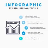 Analysis Web Website Report Blue Infographics Template 5 Steps Vector Line Icon template