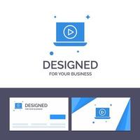 Creative Business Card and Logo template Laptop Play Video Vector Illustration