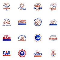 Happy Fathers Day Greeting Card 16 Blue and red Happy fathers day card vintage retro type font Editable Vector Design Elements
