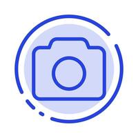 Camera Image Basic Ui Blue Dotted Line Line Icon vector