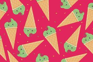 Background of ice cream. Vector illustration on a pink background