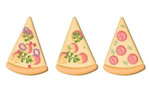 Vector pepperoni pizza slice. Fast food Illustration.