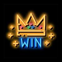 ganador corona apuestas y juegos de azar neón resplandor icono ilustración vector
