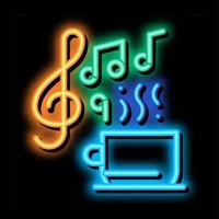 Hot Drink Cup and Relax Music Biohacking neon glow icon illustration vector