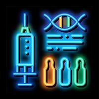 Syringe with Ampoules Biohacking neon glow icon illustration vector