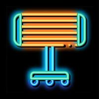 Portable Heating Device On Rollers neon glow icon illustration vector