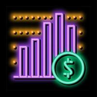 gráfico financiero y moneda dólar neón resplandor icono ilustración vector