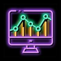 Graph On Computer Monitor Financial neon glow icon illustration vector