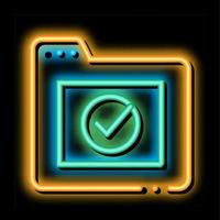 Computer Folder With Approved Mark neon glow icon illustration vector