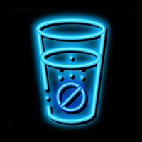 Glass of Water for Taking Pills Supplements neon glow icon illustration vector