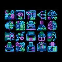 Machine Learning Ai neon glow icon illustration vector