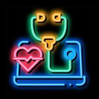 patient online diagnostic neon glow icon illustration vector