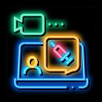 syringe video control neon glow icon illustration vector