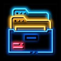 archive folders of administrator neon glow icon illustration vector